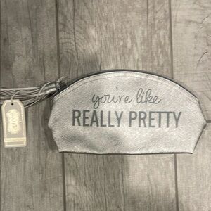 Silver Cosmetic Pouch with Quote